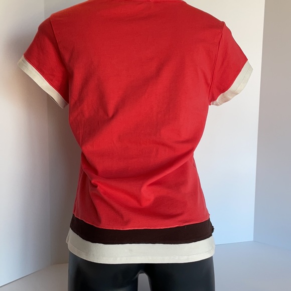 LAURA PETITE Orange black and white top, size M - Picture 5 of 7